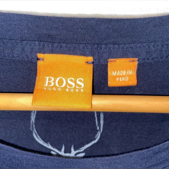 2/49$ Men’s HUGO BOSS Orange ELK Stag navy blue‎ T Shirt size XL - Picture 4 of 14